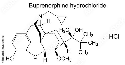 Chemical structure of buprenorphine hydrochloride, drug substance