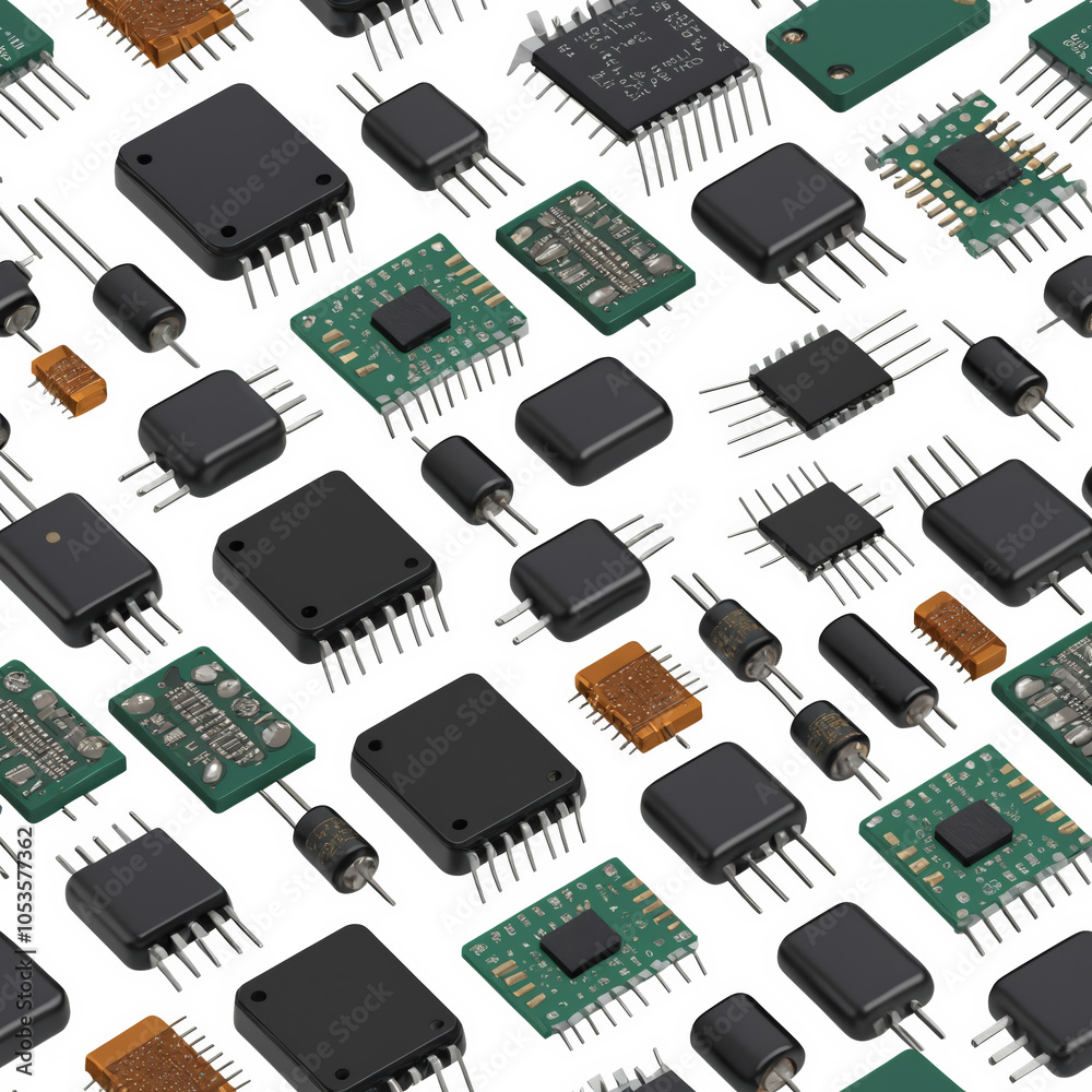 Seamless background with electronic components. Seamless background with electronic components.