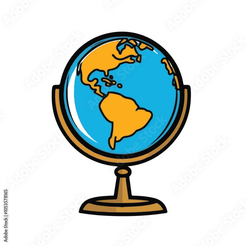 Flat vector logo of the Earth globe on a stand