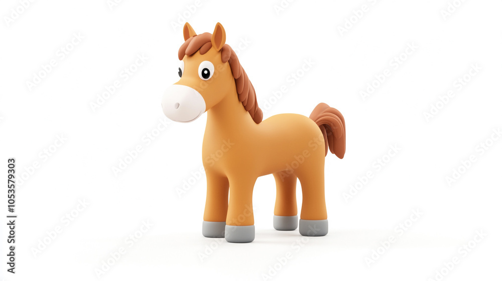 Obraz premium Bright orange toy horse with a cute design, perfect for children's playtime and education