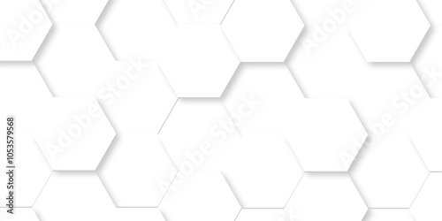 Vector Minimal White Hexagonal Background. Luxury White Pattern. 3D Futuristic abstract honeycomb mosaic white background. geometric mesh cell texture. modern futuristic wallpaper.