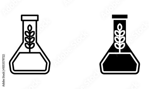 Wheat in the laboratory flask, illustration of agriculture science and technology icon vector