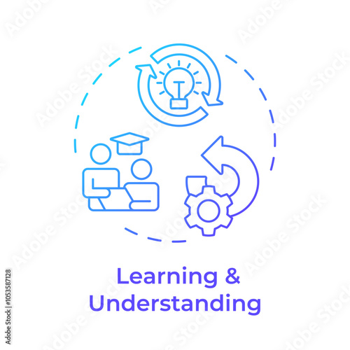 Learning and understanding blue gradient concept icon. Re-engineering applications. Skill development. Round shape line illustration. Abstract idea. Graphic design. Easy to use in article