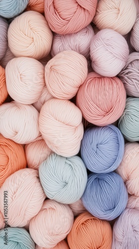 Soft Pastel Yarn Balls in Assorted Colors for Knitting and Crochet Projects photo
