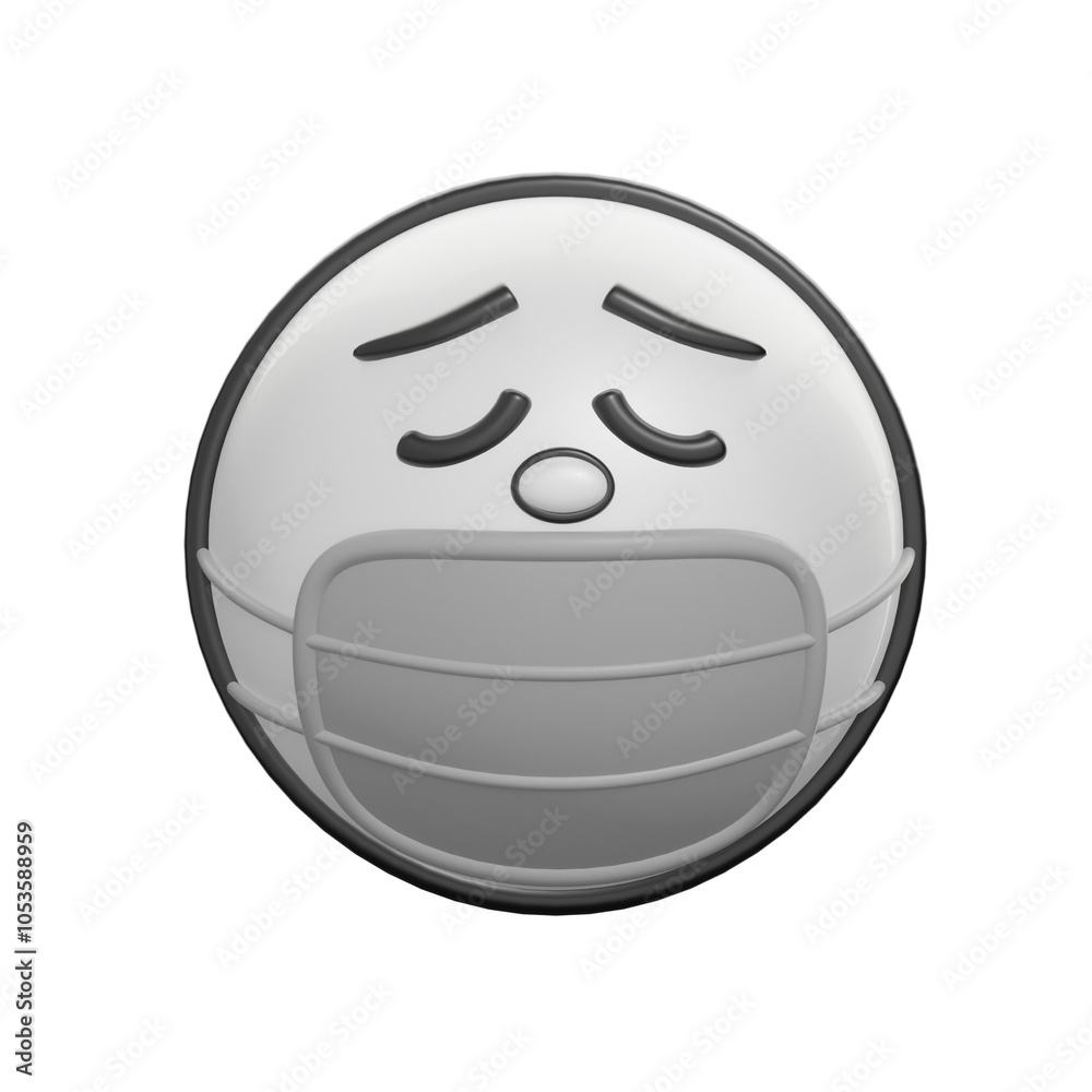 3D Retro Style Masked Emoticon Illustration 3D Retro Style Masked Emoticon Illustration