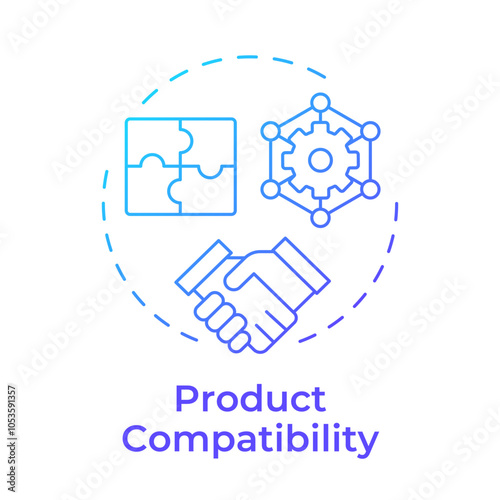 Product compatibility blue gradient concept icon. Reverse engineering usage. System interoperability. Round shape line illustration. Abstract idea. Graphic design. Easy to use in article