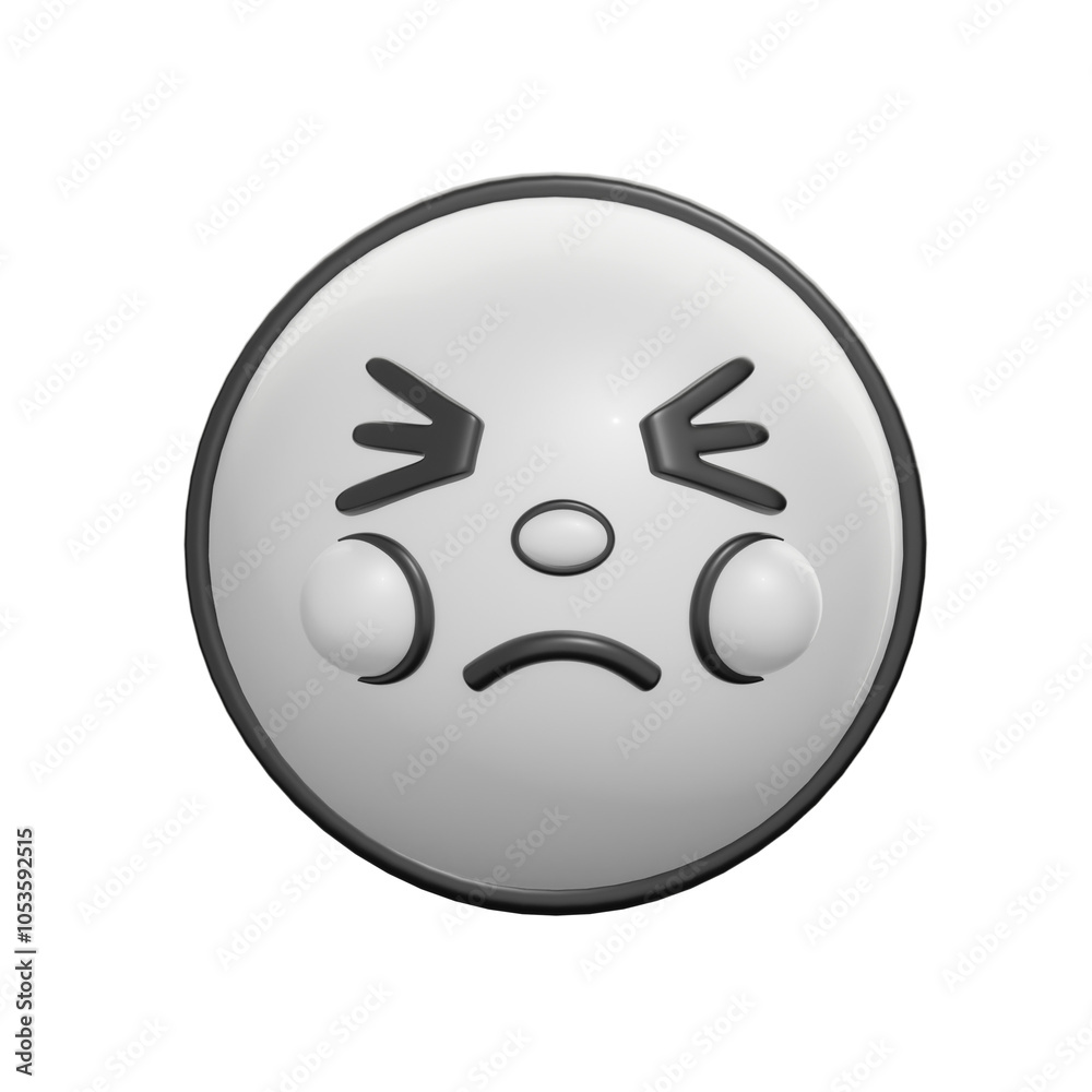 Retro Persevering Face Emoticon 3D Icon Retro Persevering Face Emoticon 3D Icon