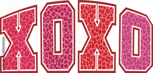 Leopard Pink XOXO, Retro Valentine t shirts design, Valentines Day lettering phrase, t shirt design, Valentine's Day Isolated on white background, Files for Cutting EPS 10, Illustrator Artwork vector