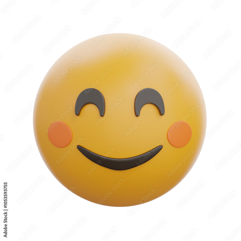 Happy 3D Smiling Face with Smiling Eyes Emoji Happy 3D Smiling Face with Smiling Eyes Emoji