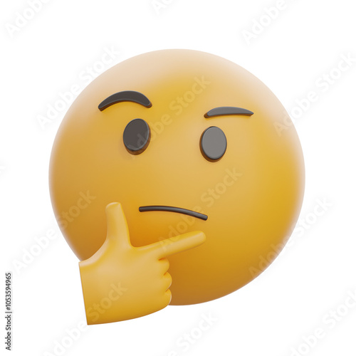 3D Thinking Face Emoticon Emoji
