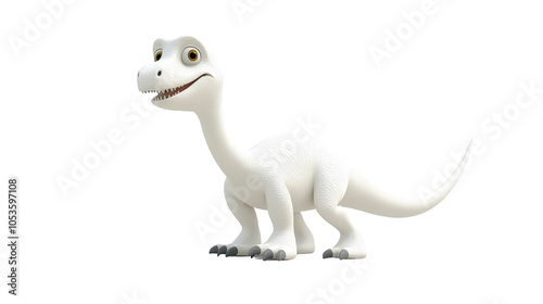 A cute cartoon dinosaur toy isolated on a white background