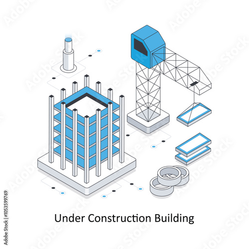 Under Construction Building isometric stock illustration. EPS File stock illustration