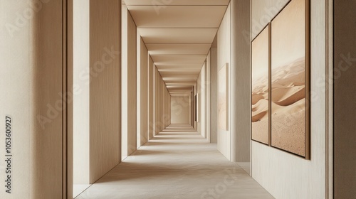 An elegant corridor in desert modern design