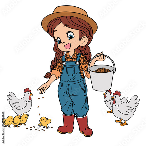 girl with a chicken
