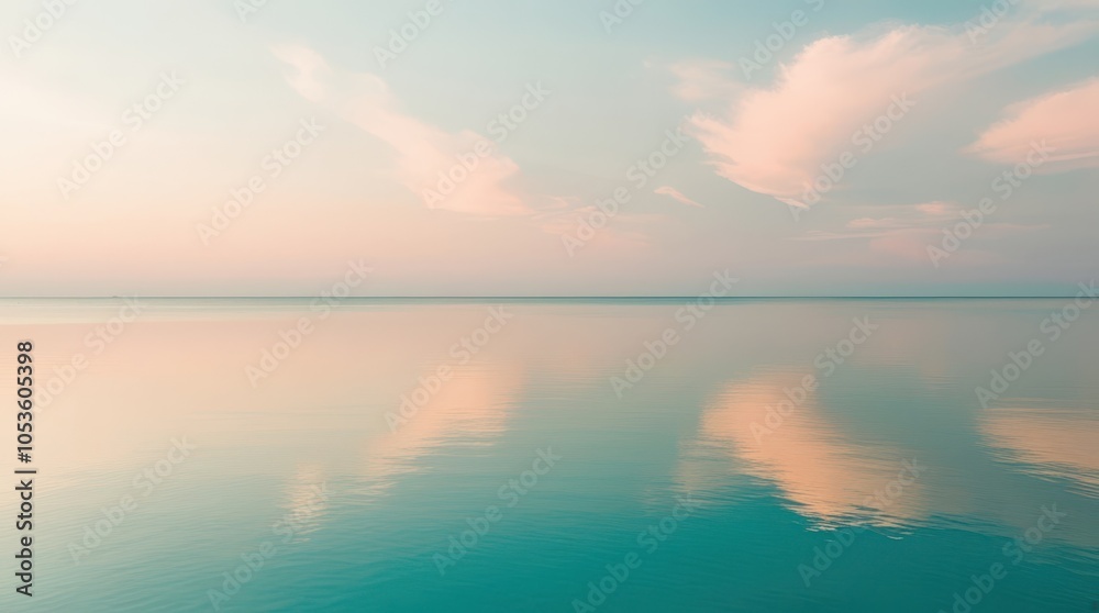 Fototapeta premium A beautiful blue ocean with a pink sky in the background