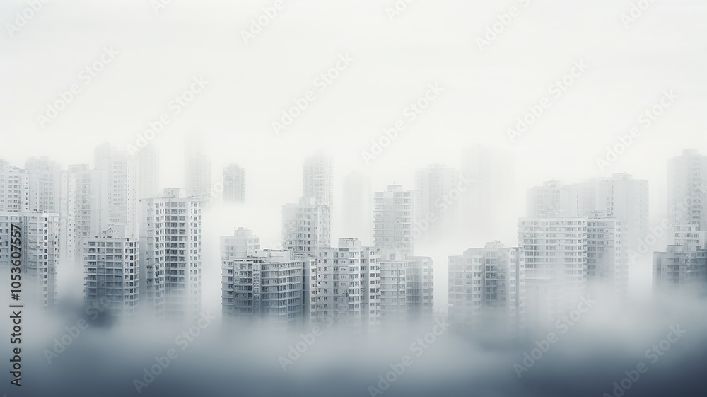 architectural white urban background with copy space, row of houses on white fog , blank design, urban concept architectural white urban background with copy space, row of houses on white fog , blank design, urban concept