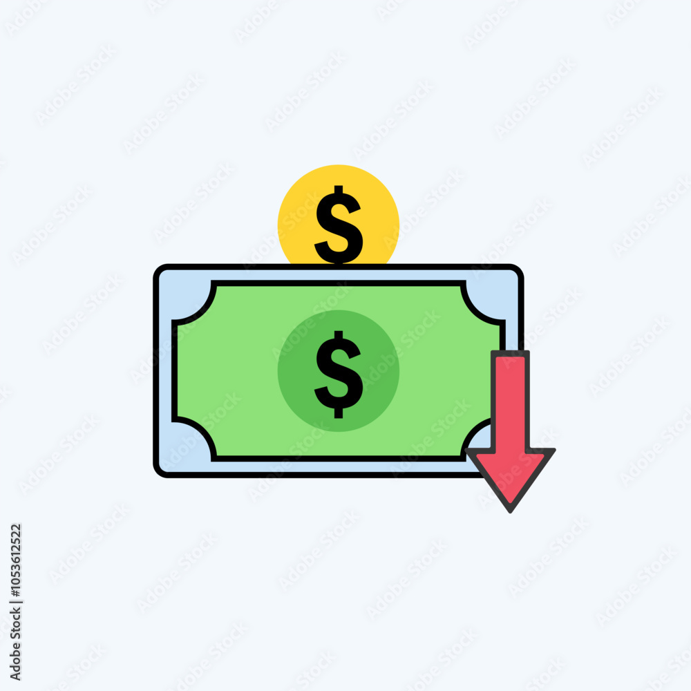 Overdraft icon vector art image Overdraft icon vector art image