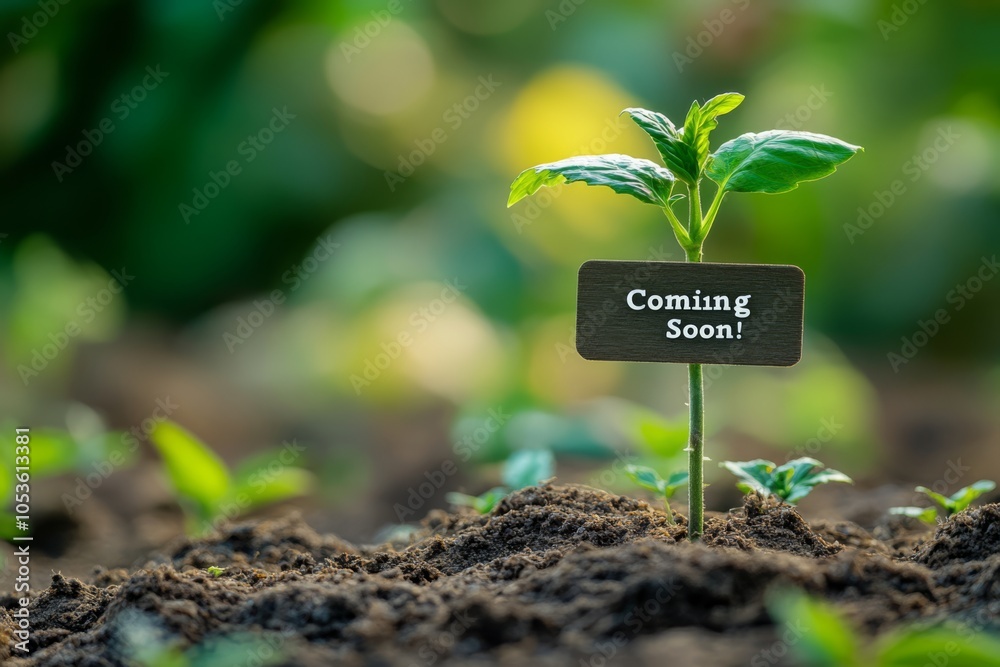 custom made wallpaper toronto digitalNew Beginnings: A Young Plant with a Coming Soon Sign