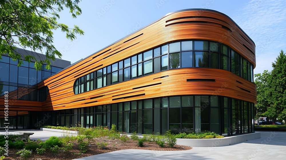 Modern architectural design with wooden accents. Modern architectural design with wooden accents.