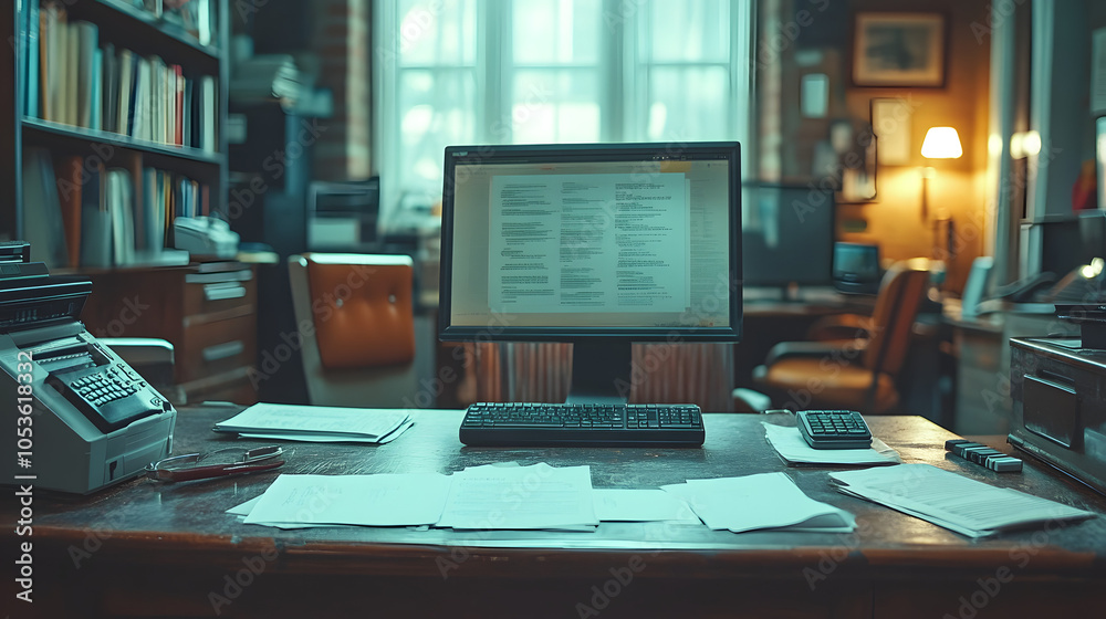 A Close-Up Shot of an Office Desk with a Computer, Phone, and Papers, Creating a Minimalist Work Environment
A Close-Up Shot of an Office Desk with a Computer, Phone, and Papers, Creating a Minimalist Work Environment