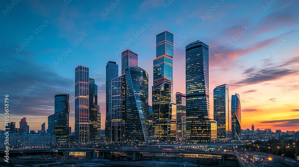 custom made wallpaper toronto digitalA panoramic view of Moscow's skyline at dusk.