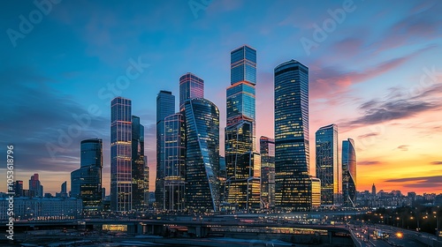 Wallpaper Mural A panoramic view of Moscow's skyline at dusk. Torontodigital.ca