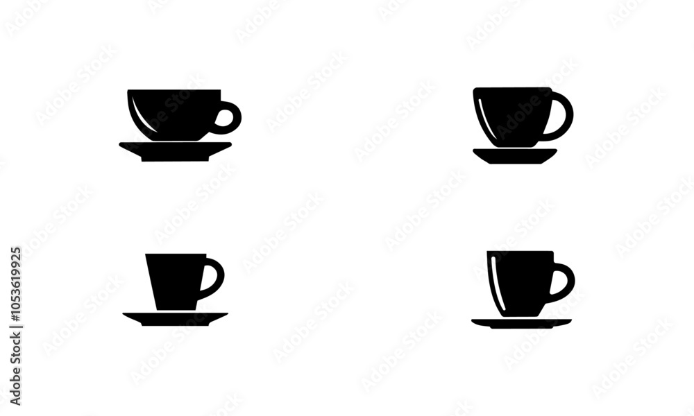 Obraz premium cup simple silhouette set in black and white
