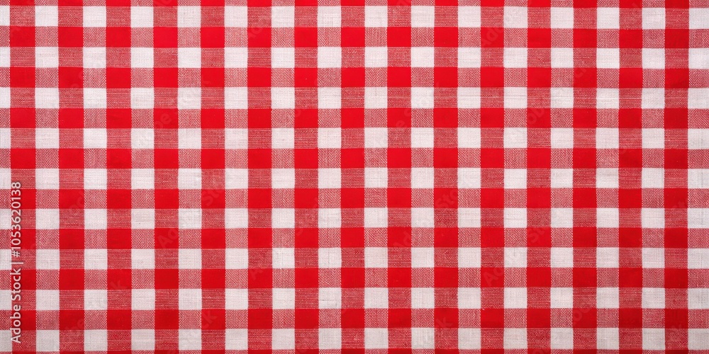 Top view of vibrant red checkered table cloth with plenty of copyspace for text and designs Top view of vibrant red checkered table cloth with plenty of copyspace for text and designs