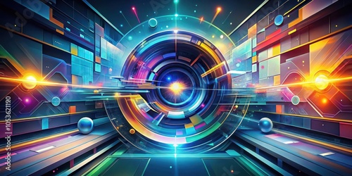 Futuristic Fusion of 2D and Elements in Abstract Multiverse Artwork