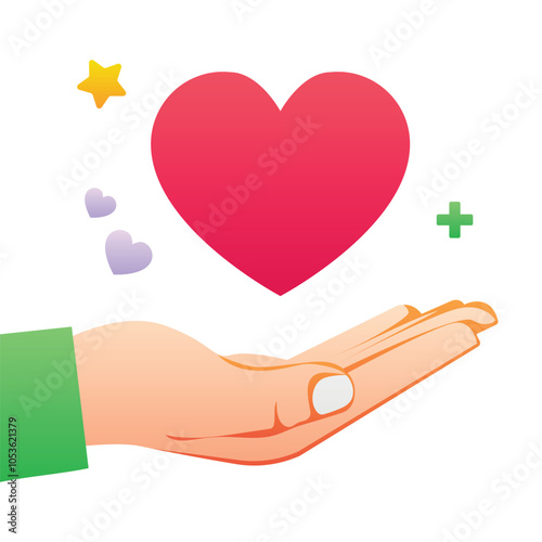 Gradient color illustration for Give heart, Love