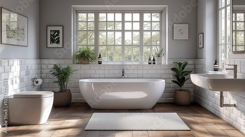 Modern bathroom with natural light and minimalist design