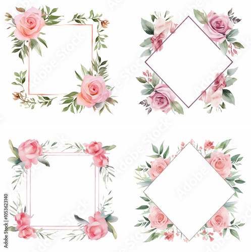 invitation wedding floral invitation wedding greenery invitation wedding modern vector set