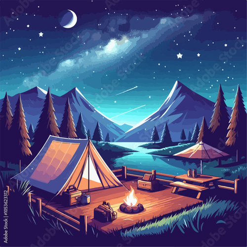 camping in the night