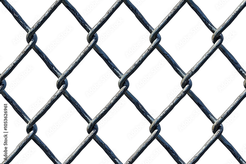Close-up of a metal chain-link fence against a clear sky, showcasing industrial design and outdoor security concepts. Close-up of a metal chain-link fence against a clear sky, showcasing industrial design and outdoor security concepts.
