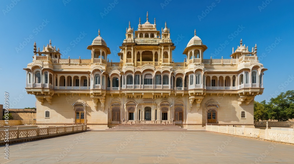 Obraz premium A grand palace showcasing intricate architecture and historical significance.