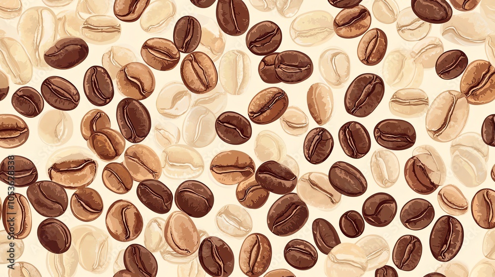 Obraz premium A seamless pattern of coffee beans.