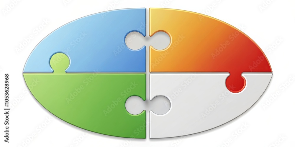 Fototapeta premium Blank four-part pie puzzle diagram for conceptual presentations and infographics