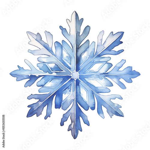 Blue watercolor snowflakes illustration