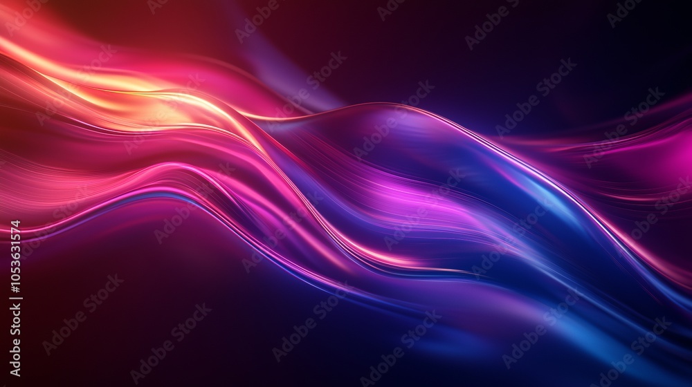 Fototapeta premium Colorful abstract wave pattern on dark background.