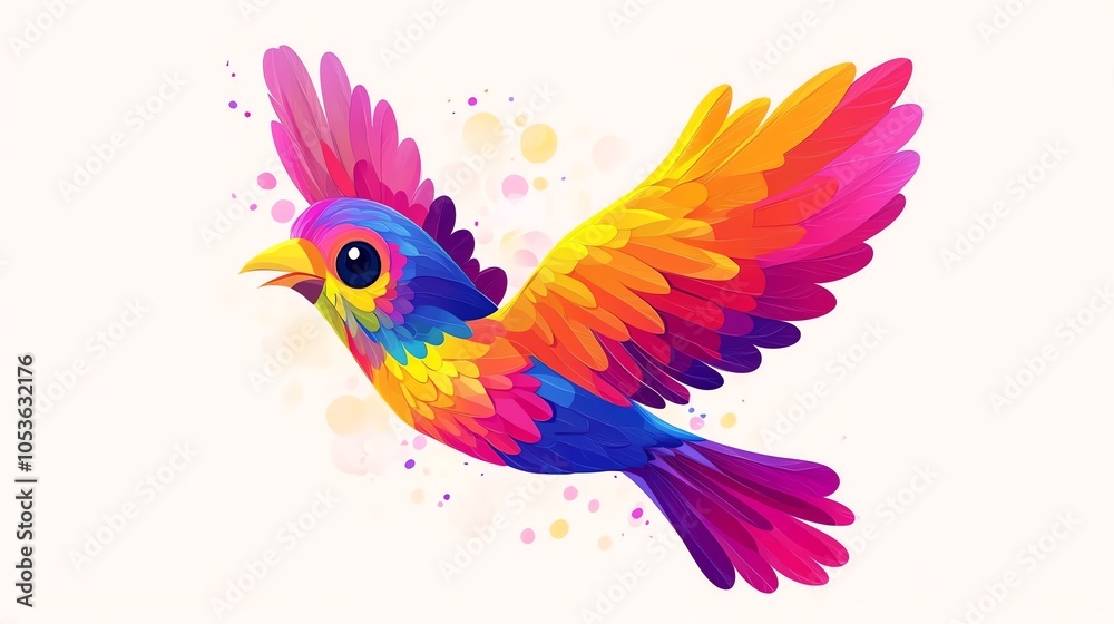 Fototapeta premium A colorful bird with large eyes in flight.