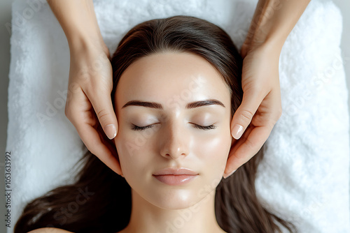 A photo of a woman undergoing a beautician consultation, showcasing pre-treatment assessment and planning for cosmetic or skincare procedures