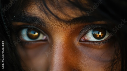 A close-up shot of a person's eye featuring a curious cat sitting on the iris