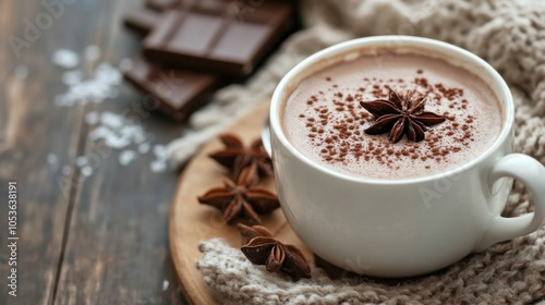 Warm cup of spiced hot chocolate