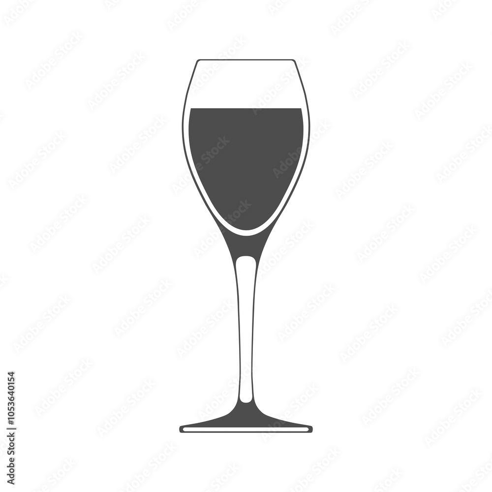 Obraz premium Sign of glass of wine with wine isolated on white background. 