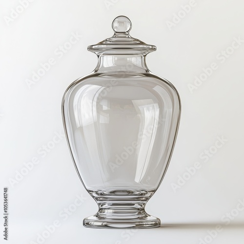 Elegant glass jar with lid against a minimalist white background