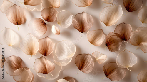 A large number of brown and white flowers arranged in a pattern