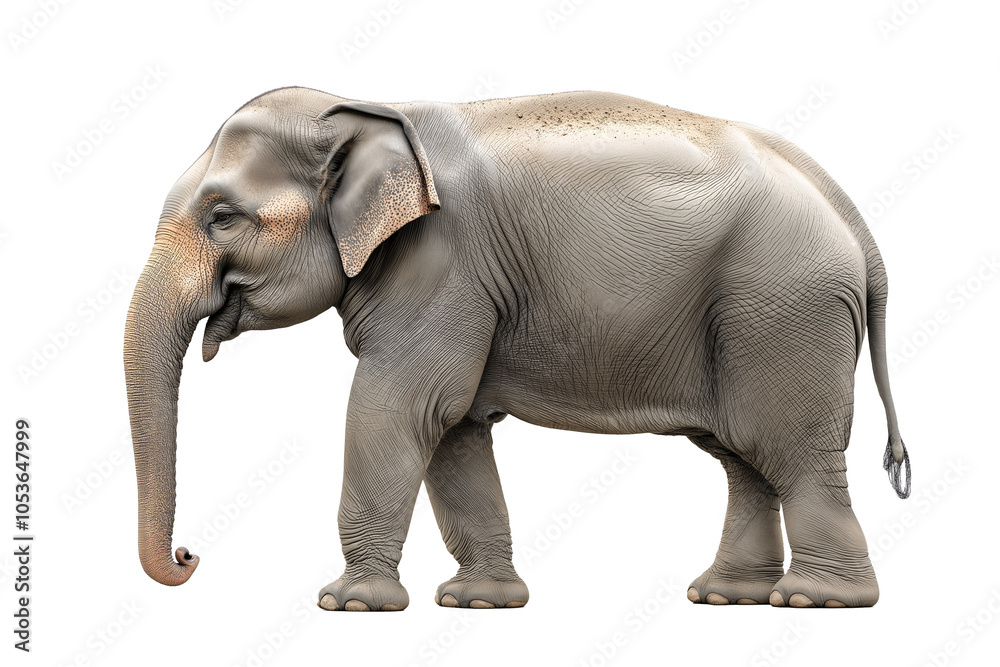 Obraz premium Full-Body Side View of an Asian Elephant Isolated on Transparent Background