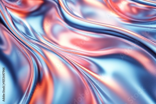 Abstract blue and orange liquid metallic background texture.