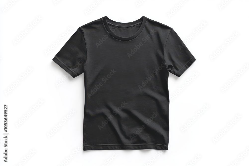 Black T-shirt on a white background with a minimalist design Black T-shirt on a white background with a minimalist design
