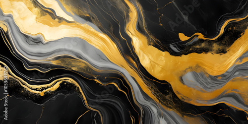 tiles background with golden and black wave also use for alcohol ink, wallpaper design, and home decoration
